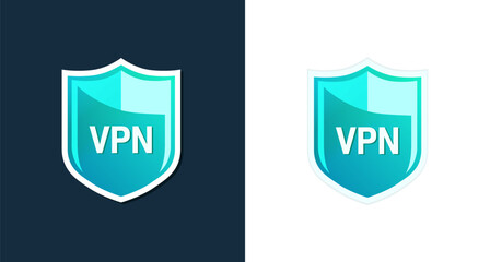 VPN symbol for logo, sticker or icon. Vector illustration isolated on black and white colors.