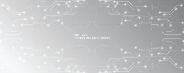Grey white Abstract technology background, Hi-tech digital connect, Communication, High technology concept, Science background