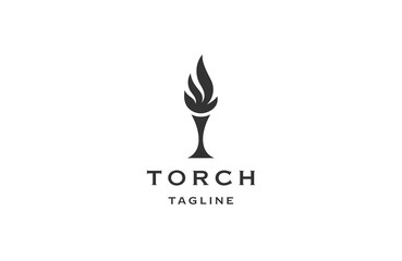 Torch fire logo design template flat vector