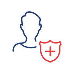 Protection of People Line Icon. Privacy Outline Icon. Employee Security and Protection. Protecting your Personal Data. Editable Stroke. Isolated Vector Illustration