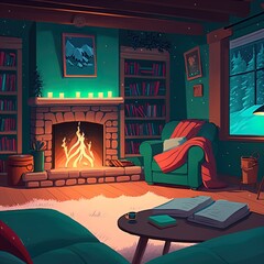 Cartoon interior. Great for cozy mystery, game backgrounds, hidden object and more. 