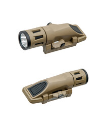 Modern LED flashlight with weapon mount. Underbarrel tactical fl