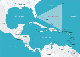 Map Bermuda Triangle or Devil's Triangle in the Atlantic Ocean