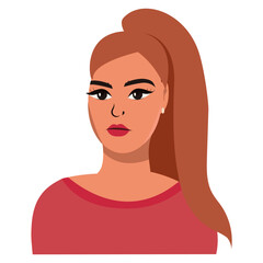 Vector illustration of beautiful woman with sad facial expression