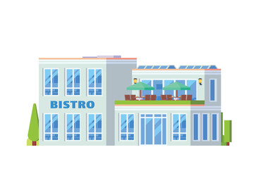 Vector bistro and restaurant building flat design illustration
