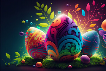 Fototapeta na wymiar Colourfull Easter Eggs, illustration