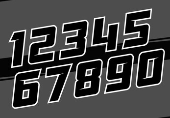Black Racing Numbers With Border - obrazy, fototapety, plakaty