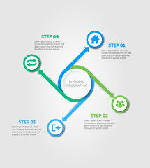 Vector circle infographic, cycle diagram, graph, presentation chart. Business infographics concept with 4 options, parts, and steps. Business Infographic processes. Creative concept for infographic
