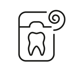 Dental Floss Line Icon. Dentistry Treatment, Tooth Hygiene Linear Pictogram. Teeth Care Equipment, Clean Mouth Outline Symbol. Oral Medicine Sign. Editable Stroke. Isolated Vector Illustration