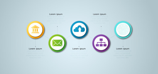 Business Infographic. Timeline infographics design vector. Abstract infographics options template. Vector illustration. Business concept with 5 options, steps, or processes.