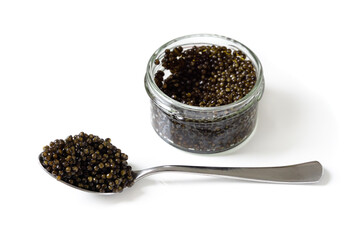 Fototapeta na wymiar Natural sturgeon black caviar, luxury seafood delicacy