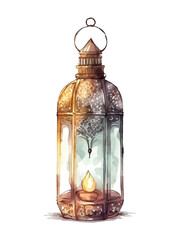 Ramadan Kareem islamic lantern watercolor illustration vector