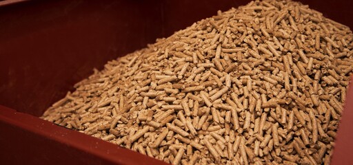 Wood pellet macro. Renewable and sustainable fuel