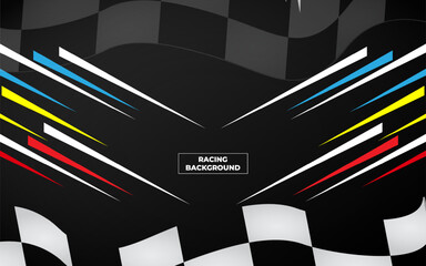 Modern racing design background vector. Trendy racing background template with race flag.