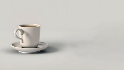 a mockup of a cup of coffee stands on a minimalistic light background