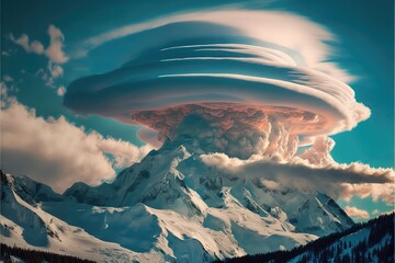 Mountain with Clouds - obrazy, fototapety, plakaty