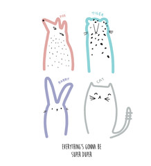 cartoon animals collection illustration for print