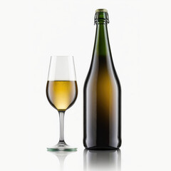 bottle and glass of lager beer. blank label, mock-up
