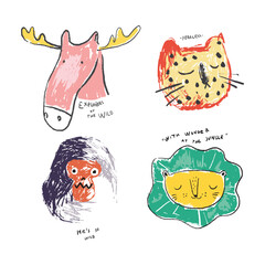 cartoon animals collection illustration for print