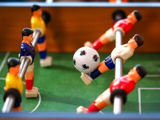 close-up of table football game .
