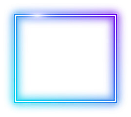 Purple blue neon square frame