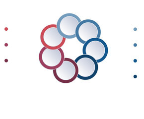 Infographic 7 positions, colour rings are located on circle