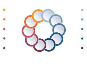 Infographic 10 positions, colour rings are located on circle