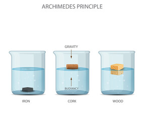 Archimedes Principle Density and Buoyancy - obrazy, fototapety, plakaty