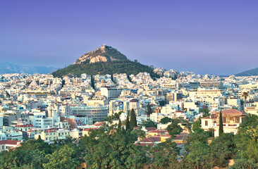 Fototapeta na wymiar Athens cityscape and Mount Lycabettus - Greece