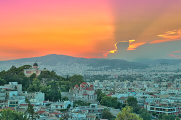 Picturesque sunset in Athens - Greece