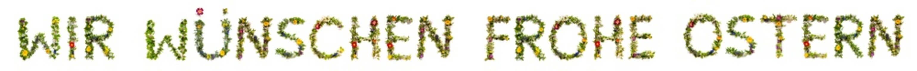 Blooming Flower Letters Building German Frohe Ostern Means Happy Easter