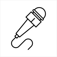 Hand holding microphone icon. Vector interview or news concept symbol vector illustration on white background