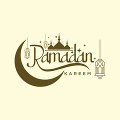 Obraz premium ramadan kareem vector set logo to welcome ramadan holy month of muslims template