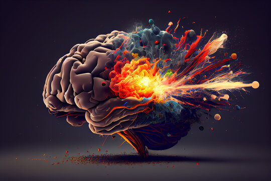 Brain exploding with knowledge and creativity. generative ai