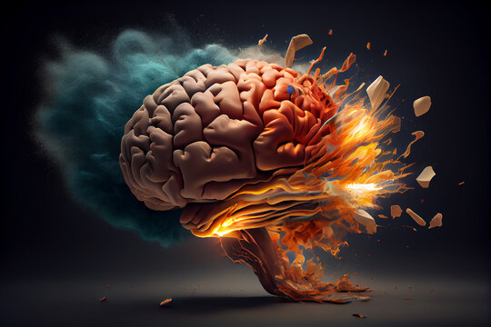 Brain exploding with knowledge and creativity. generative ai