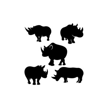 rhino set silhouette icon logo