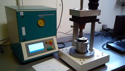 Wear and friction test setup: A photo of a machine used to measure and analyze the wear resistance and friction properties of materials and components.