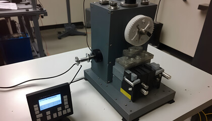 Wear and friction test setup: A photo of a machine used to measure and analyze the wear resistance and friction properties of materials and components.