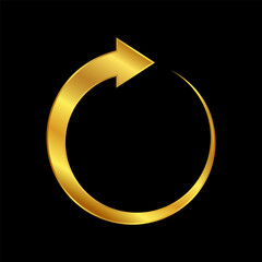 gold recycle vector icon, recycling symbol