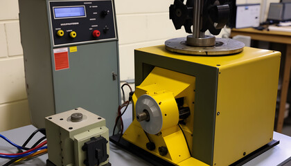 Wear and friction test setup: A photo of a machine used to measure and analyze the wear resistance and friction properties of materials and components.