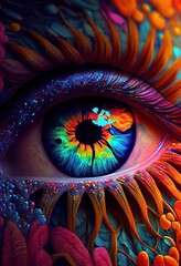 The Beauty of Vibrant Colors in the Pupil of the Eye.. Generative ai