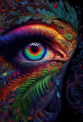 A Close-up of a Colorful Eye. Generative ai