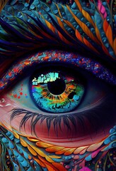 The Colors of the Eye's Cornea in Vibrant Detail. Generative ai
