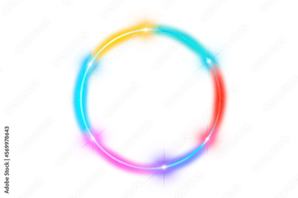 Poster colorful circle frame circle light frame isolated on transparent background png file