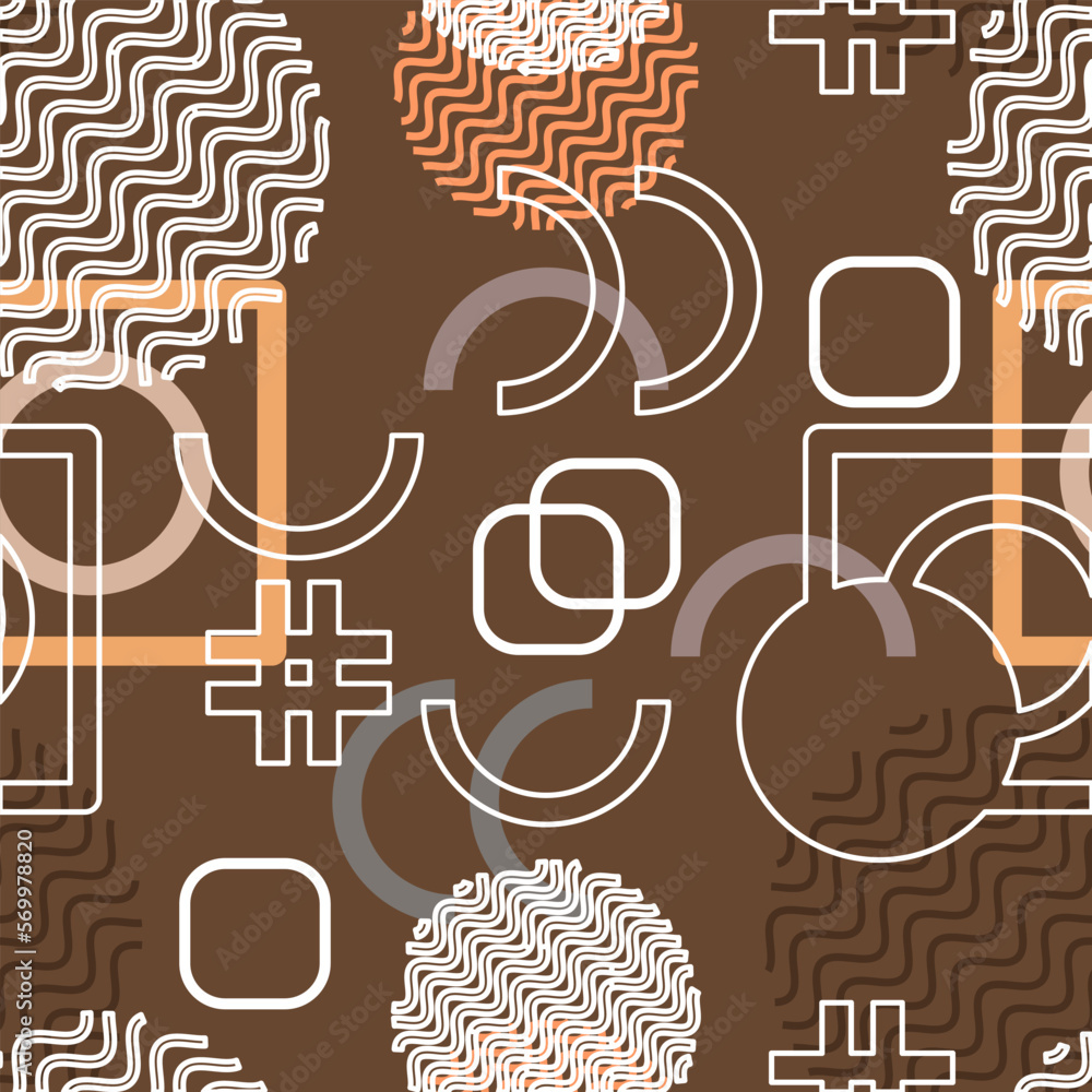 Aufkleber seamless brown pattern with randomly placed abstract elements. vector illustration