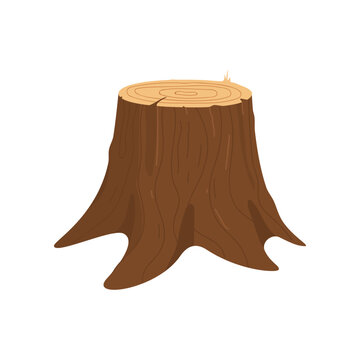 Stump of cut tree vector illustration. Cartoon drawing of wood cutting industry element isolated on white background. Construction, carpentry concept