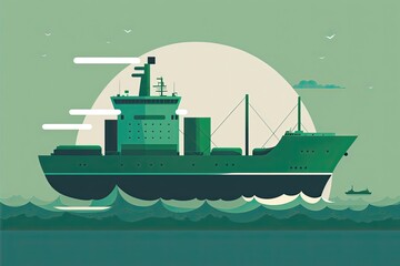 Obraz premium Cargo ship on the sea clean ocean landscape. Generative AI