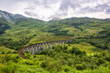 The Glenfinnan Viaduct, a famous attraction in Scotland