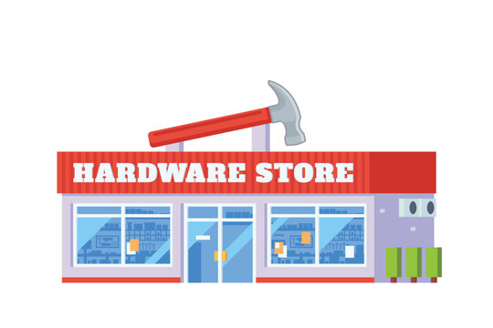 Vector hardware store repair building flat design illustration
