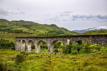 Fototapeta na wymiar The Glenfinnan Viaduct, a famous attraction in Scotland